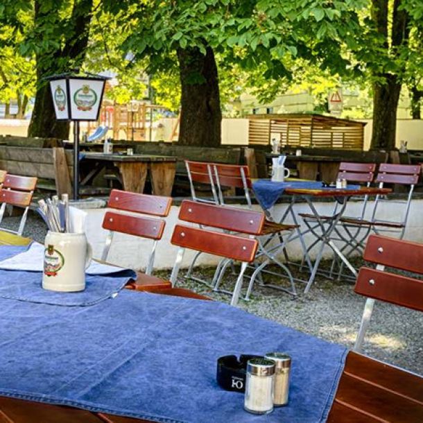 Blick in den Biergarten